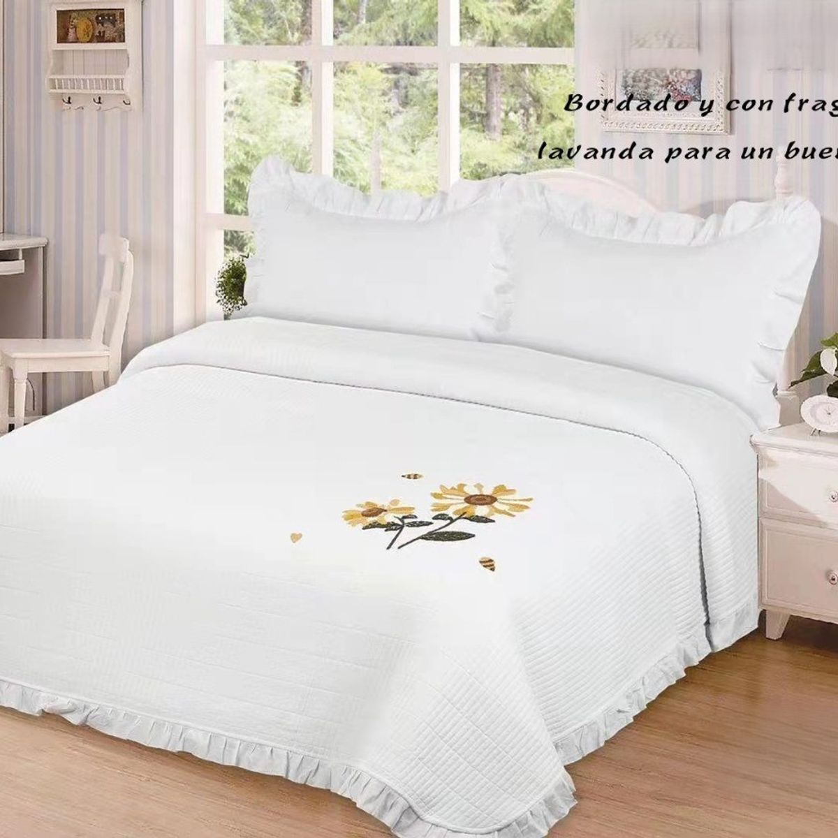 GENERICO - COBERTORES DE VERANO QUILT DE ALGODON BORDADOS CON FRAGANCIA LAVANDA