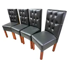 GENERICO - Pack 4 Sillas Negras Capitones ECO CUERO