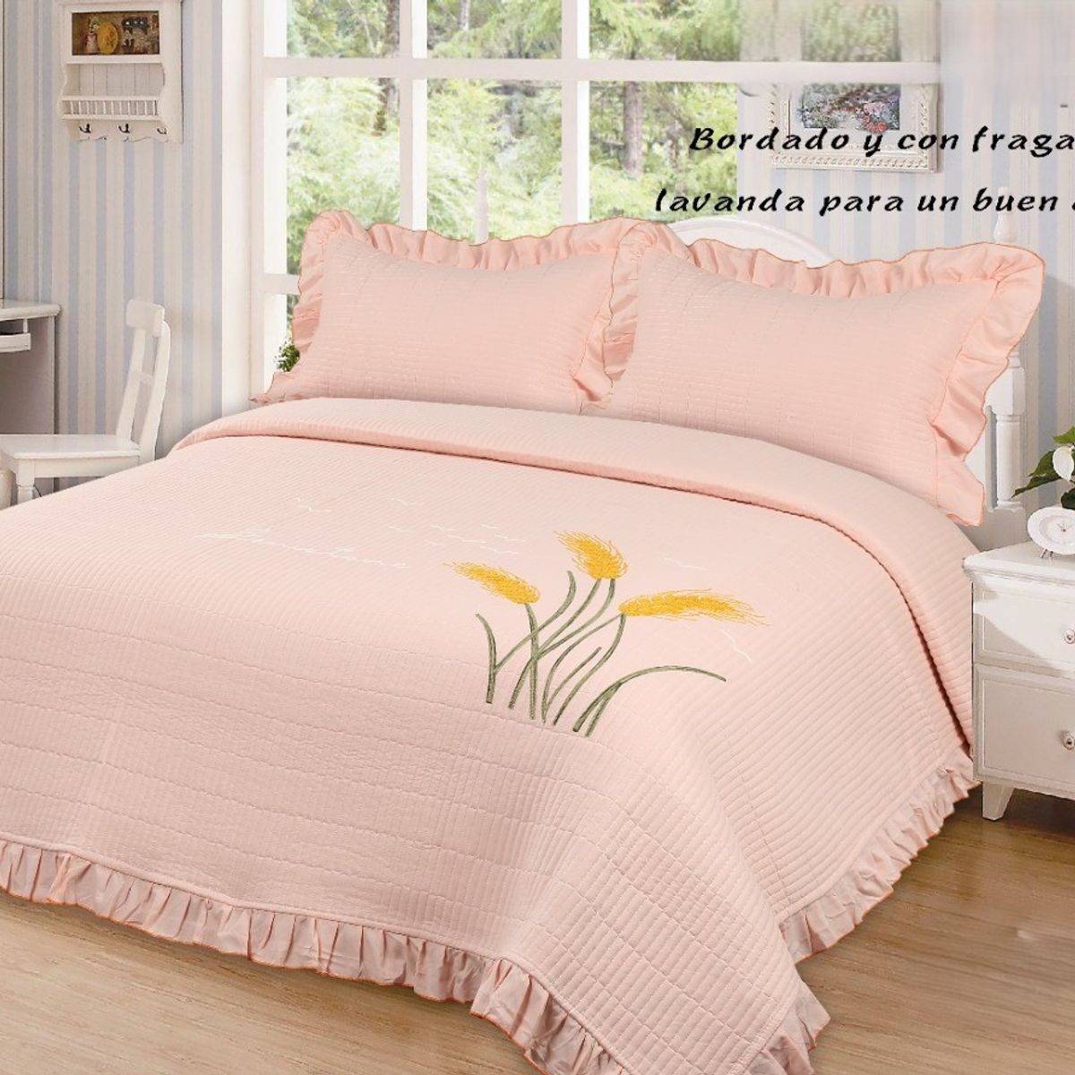 GENERICO - COBERTORES DE VERANO QUILT DE ALGODON BORDADOS CON FRAGANCIA LAVANDA