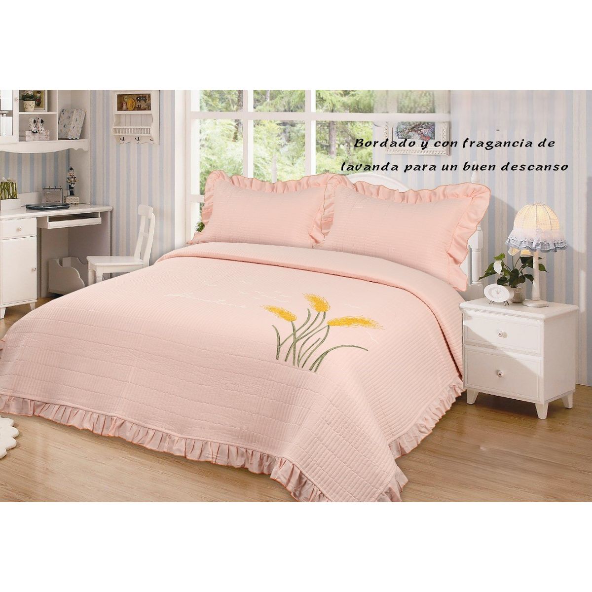 GENERICO - COBERTORES DE VERANO QUILT DE ALGODON BORDADOS CON FRAGANCIA LAVANDA