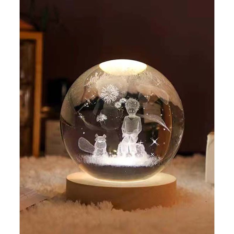 GENERICO - El Principito Esfera de Cristal Decorativa Luz LED USB e Interruptor