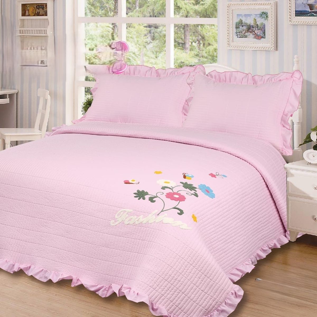 GENERICO - COBERTORES DE VERANO QUILT DE ALGODON BORDADOS CON FRAGANCIA LAVANDA