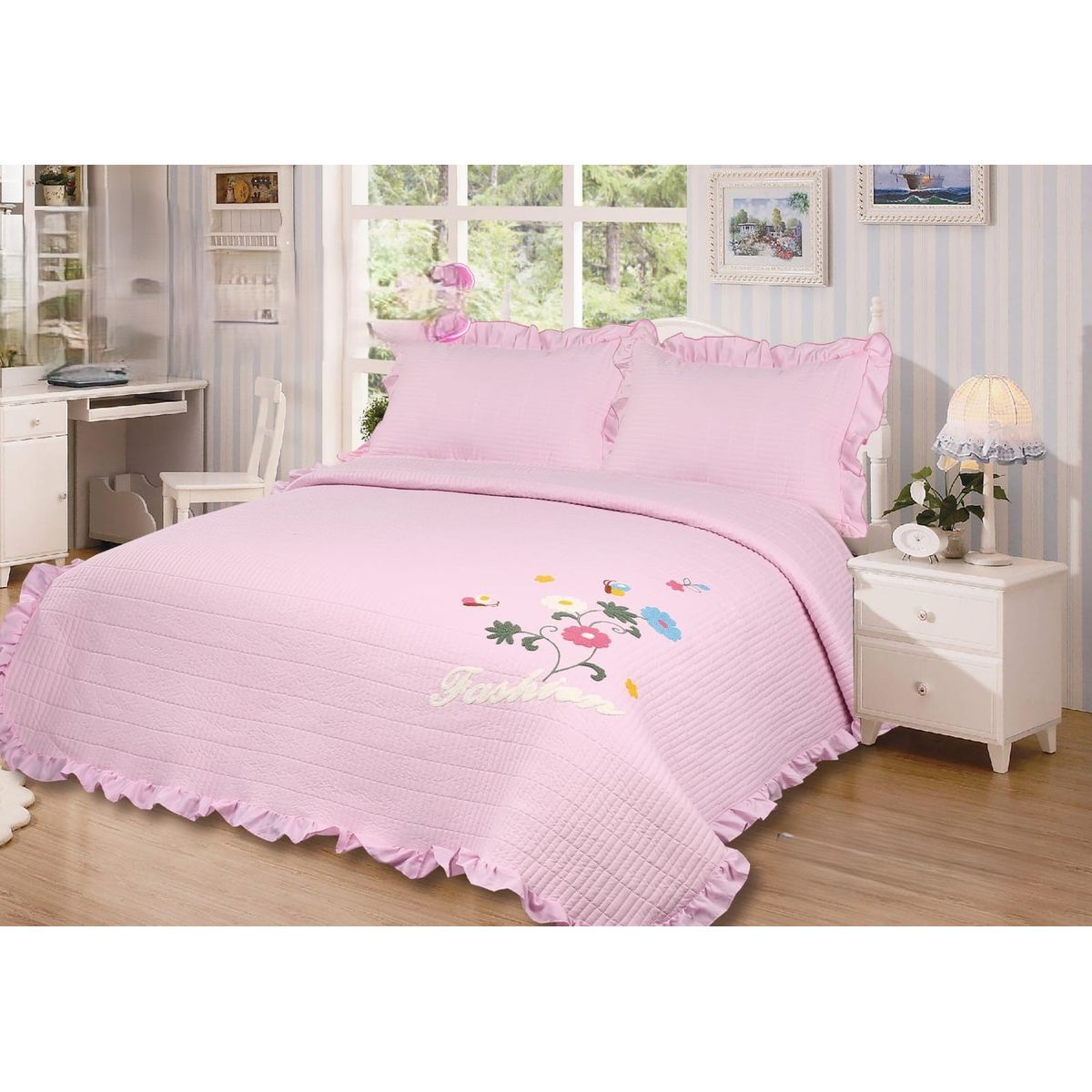 GENERICO - COBERTORES DE VERANO QUILT DE ALGODON BORDADOS CON FRAGANCIA LAVANDA