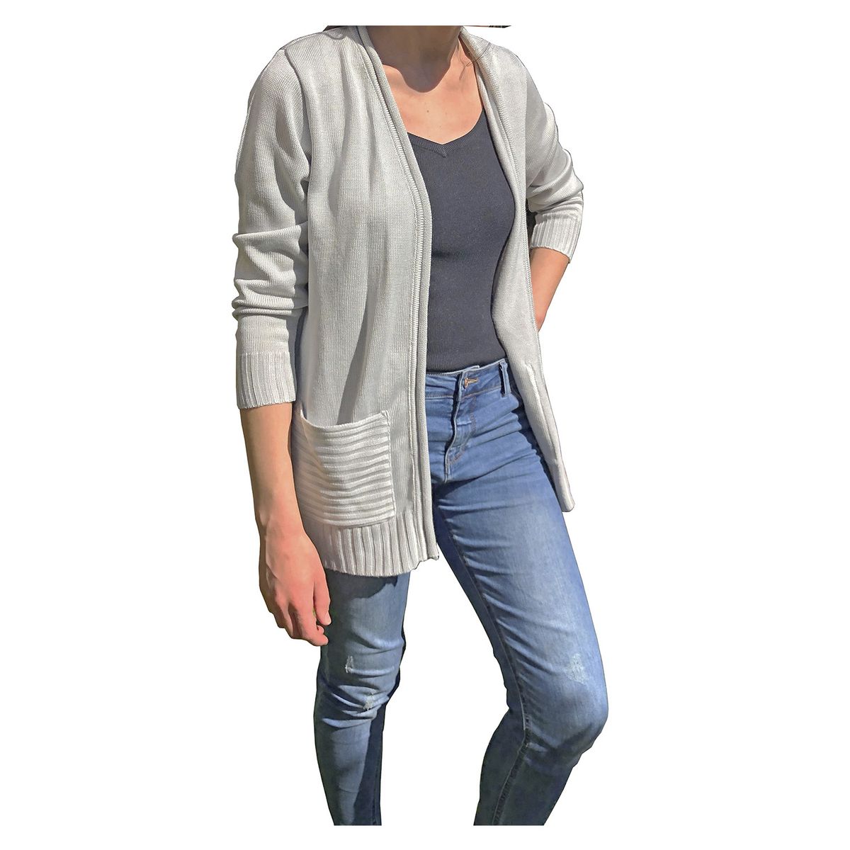 PAOLA MUZIO - Cardigan de hilo - Plateado