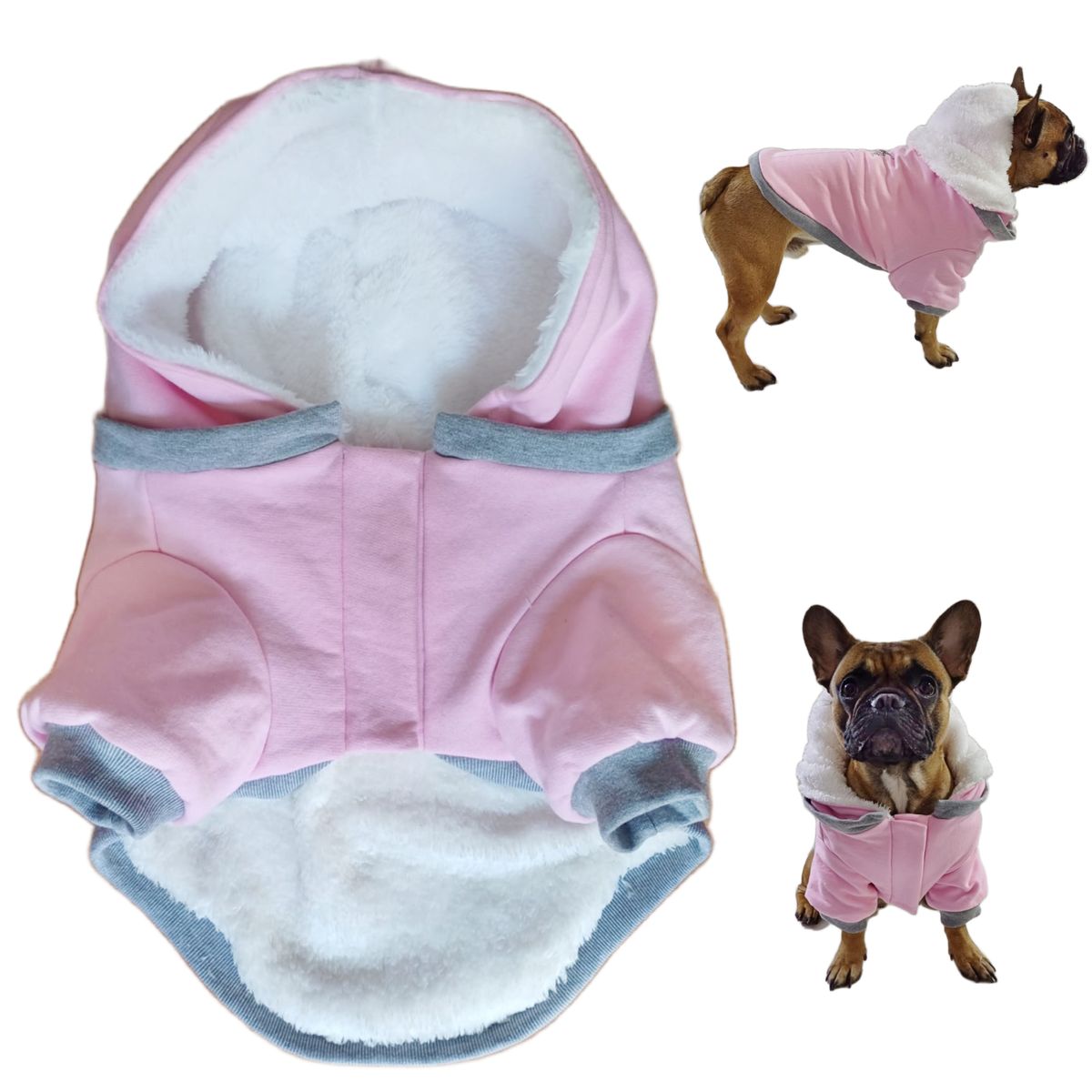 GENERICO - Poleron Chaleco Abrigo Para Perros Bulldog Frances - Rosa