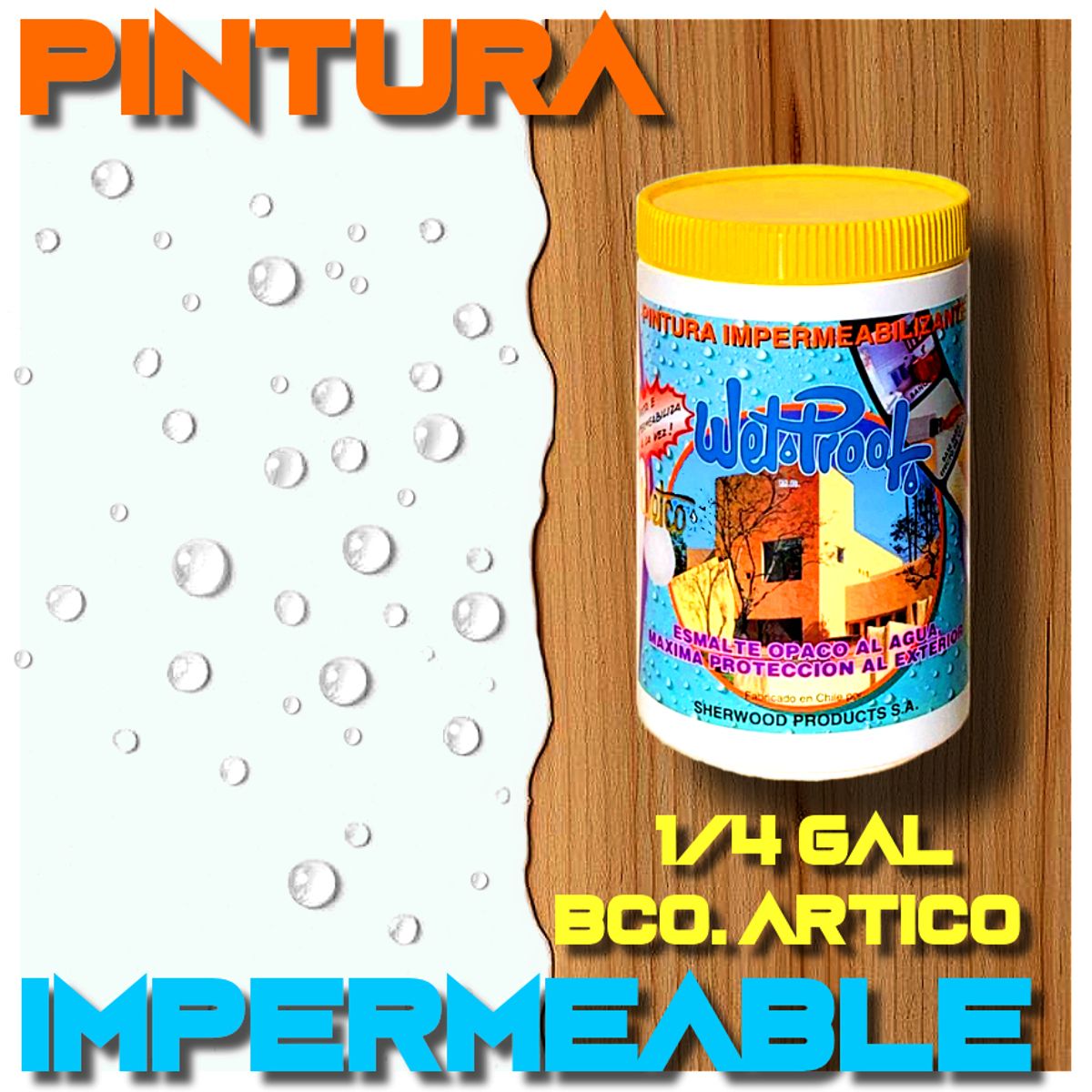 PINTURA IMPERMEABILIZANTE MADERA EXTERIOR BLANCO ARTICO WETCO 1-4 GAL, marca WETPROOF - Foto Principal