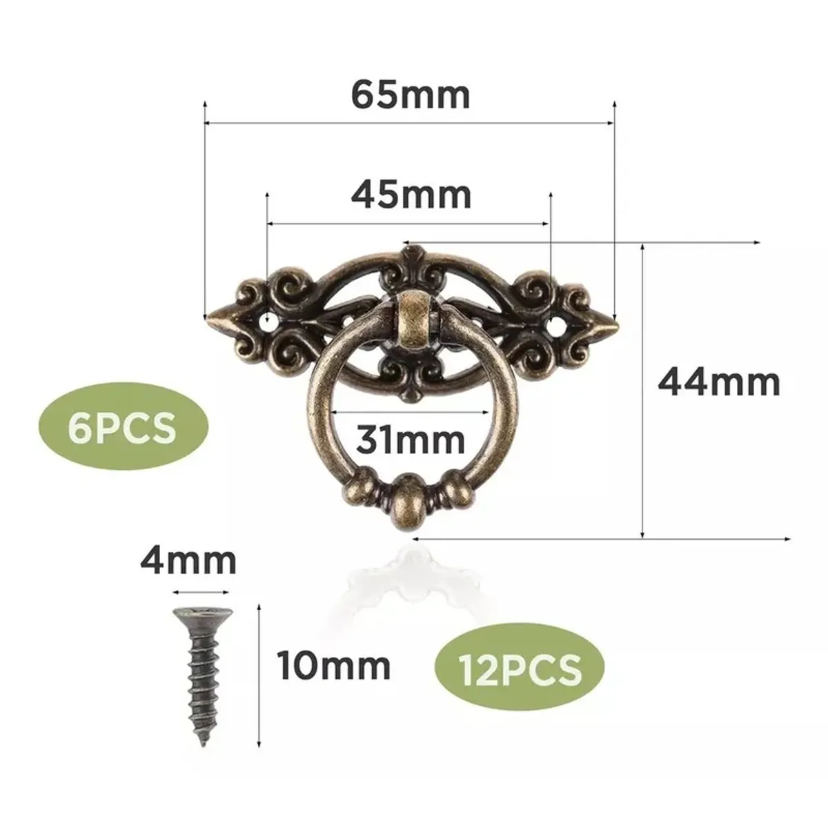 GENERICO - 6 Unid Tiradores Cajón Mueble Manilla Con Tornillos Antiguo