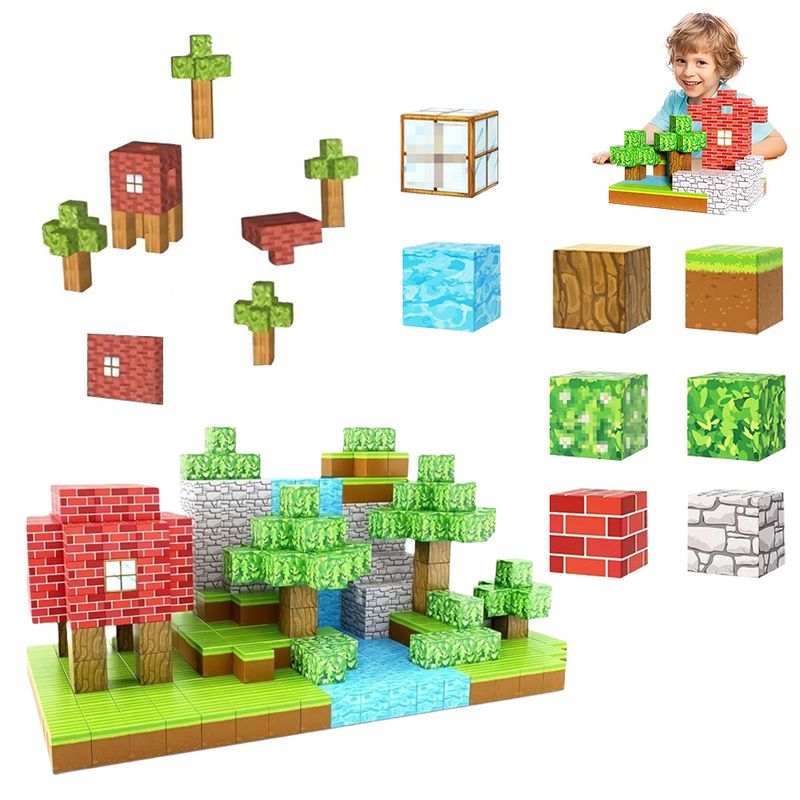 VERCI - Juguete Magnético De Mine-craft 100 Unidades De Bloque Mag