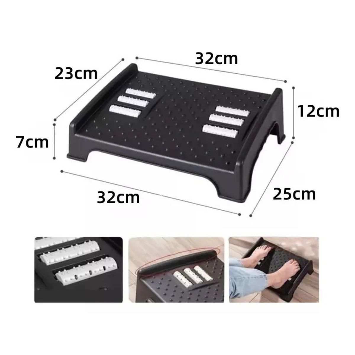 GENERICO - Apoya Descansa Pies Masajeador Ajustable 6 Nivel