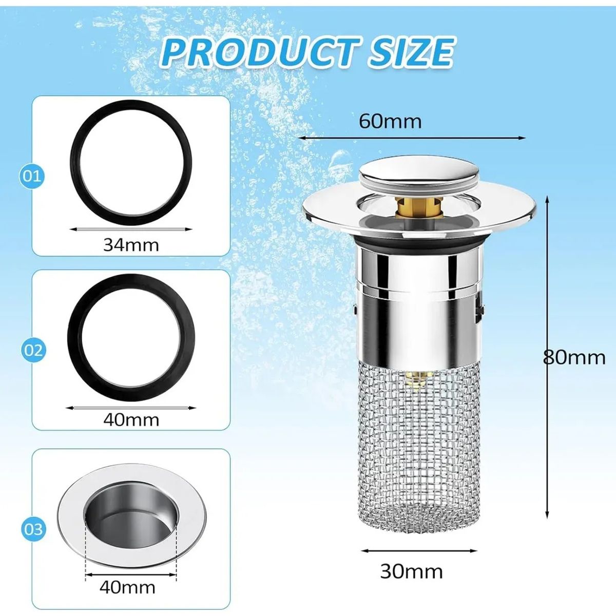 KUANGYE - Pack X2 Filtro Tapón Para Ducha Fregadero Drenaje Tapa