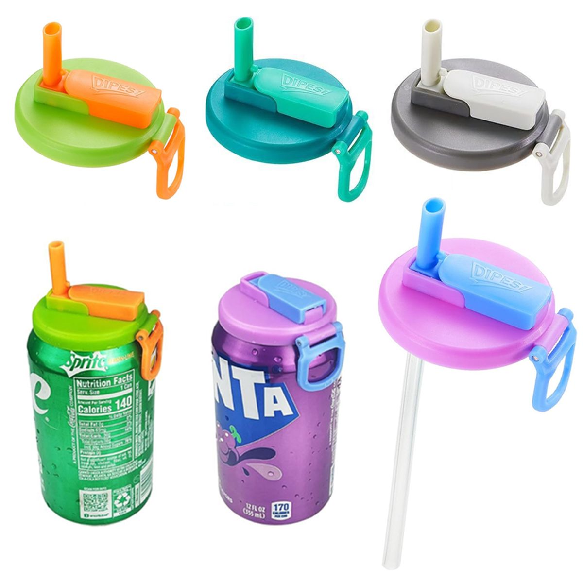 KINDA NICE - Tapas Para Latas De Refresco Con Pajitas, Paquete De 4 Unida
