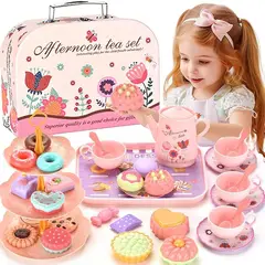 KINDA NICE - Juego De Té Plásticos 46 Pcs Accesorios Juguete Comida Niñas