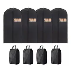 KUANGYE - Juego De 4 Fundas Para Traje Y 4 Fundas Para Zapatos