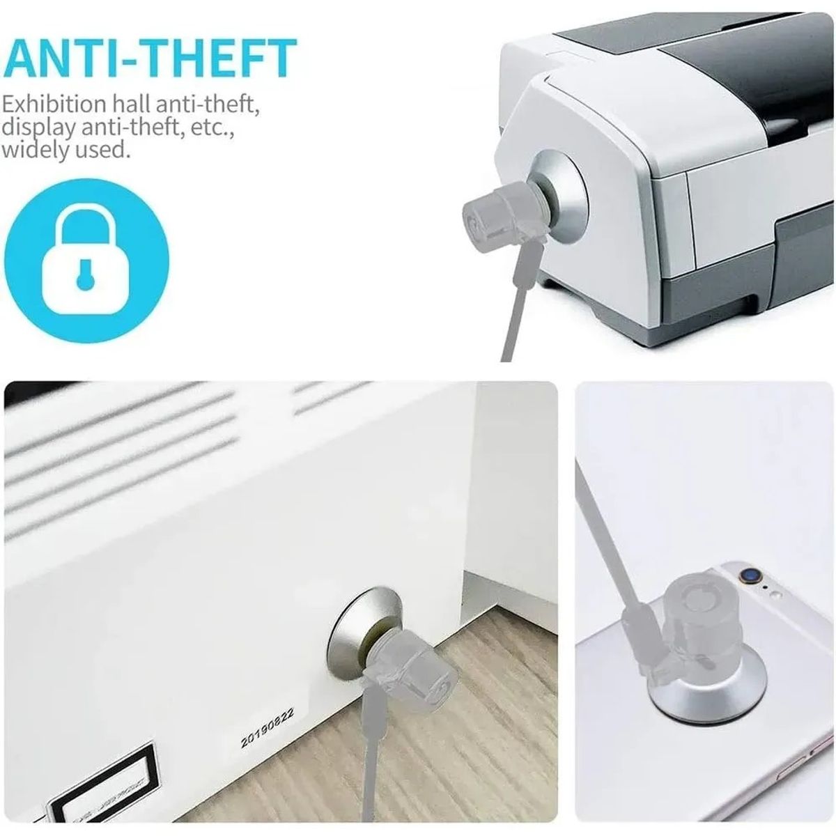 KUANGYE - Soporte Adhesivo Antirrobo Para Tablet Impresora Con Ranura De Seguridad