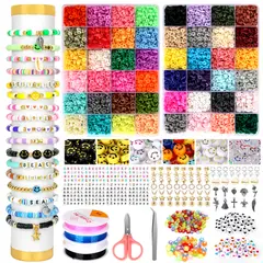 LUKOVEE - Juego De Cuentas 48 Colores Y Letras 9600 Kit Hacer Pulseras