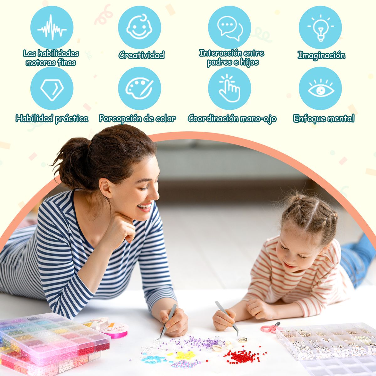 LUKOVEE - Juego De Cuentas 48 Colores Y Letras 9600 Kit Hacer Pulseras