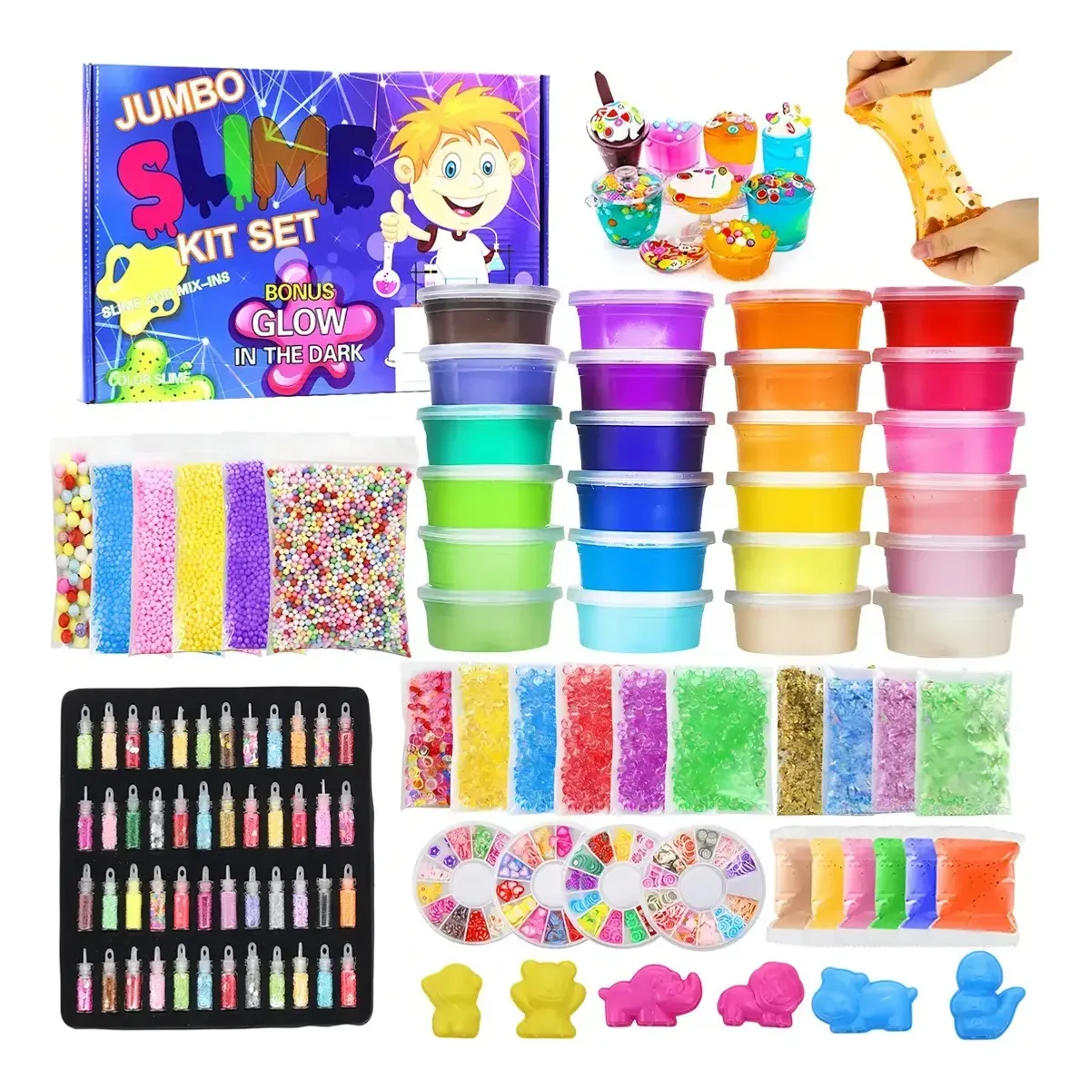LUKOVEE - Set Bricolaje Para Hacer Slime 120 Piezas 24 Colores