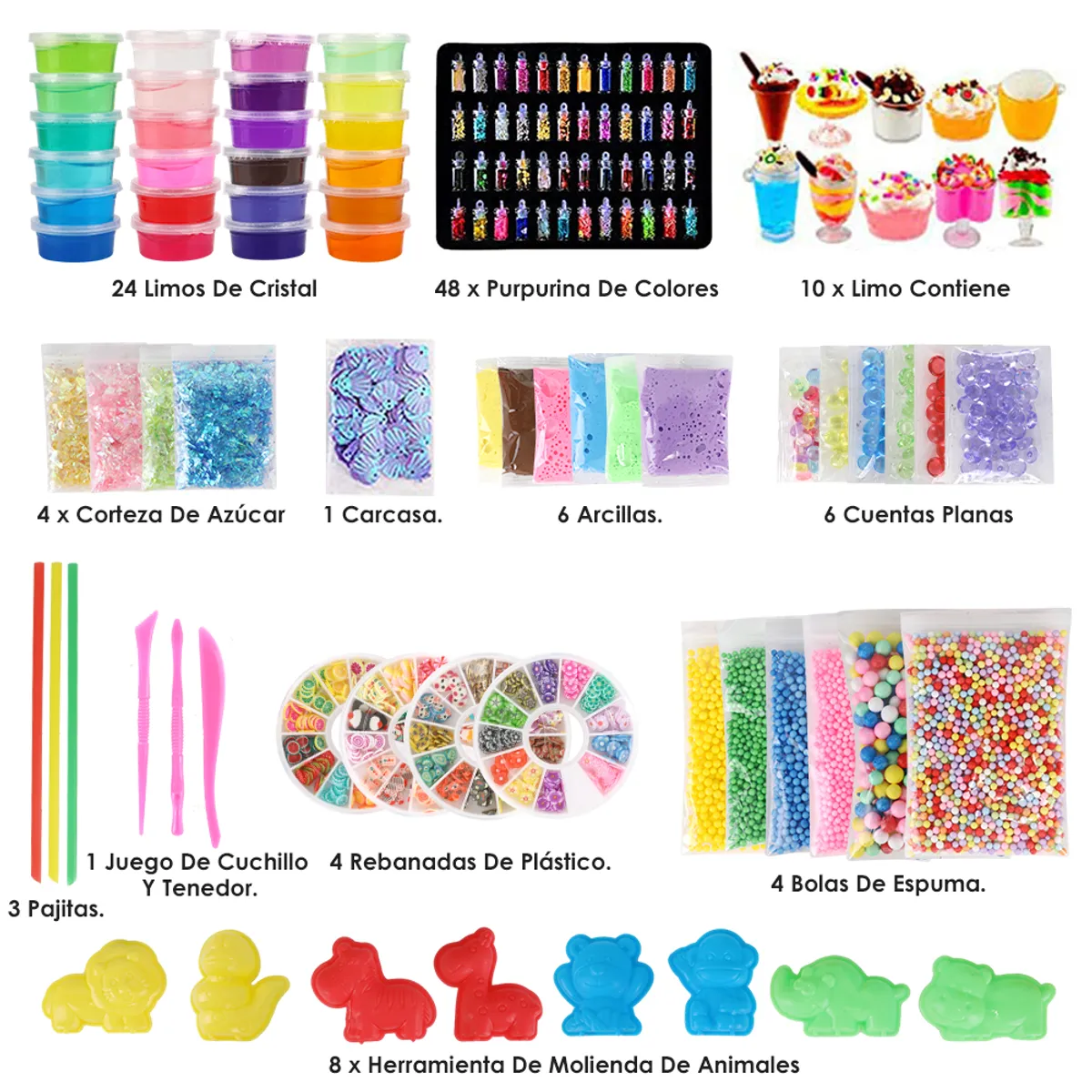 LUKOVEE - Set Bricolaje Para Hacer Slime 120 Piezas 24 Colores