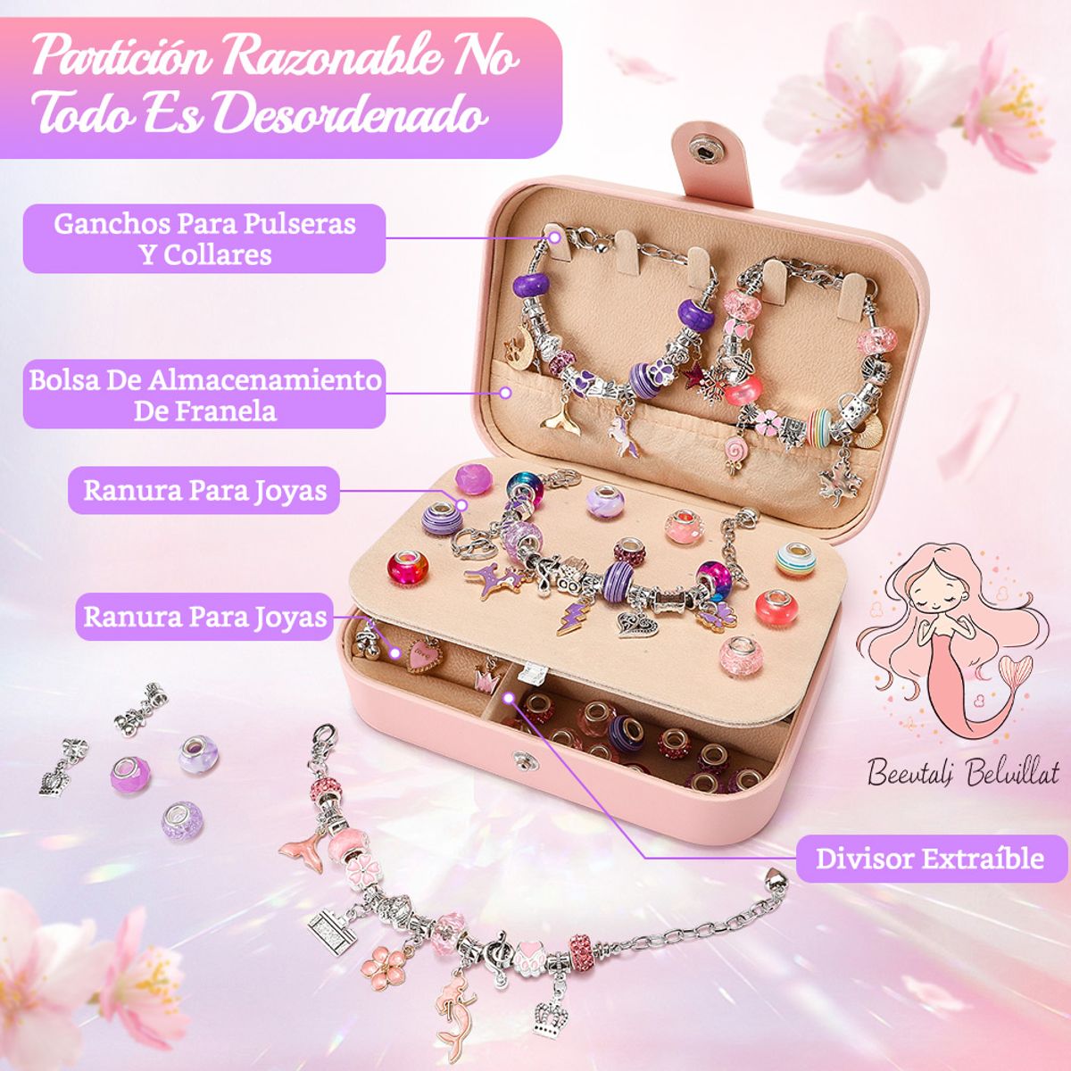 LUKOVEE - Juego De Charms Para Hacer Pulseras 134 Uds Diy Para Niñas