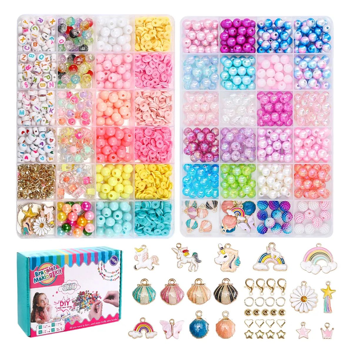 LUKOVEE - Set Bricolaje De Cuentas Kit Para Hacer Pulseras 1870+pzs