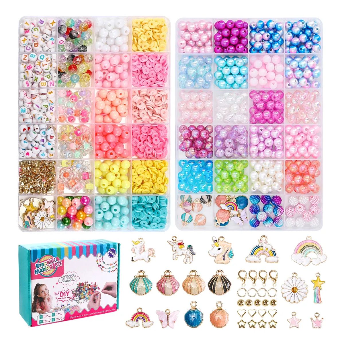 LUKOVEE - Set Bricolaje De Cuentas Kit Para Hacer Pulseras 1870+pzs