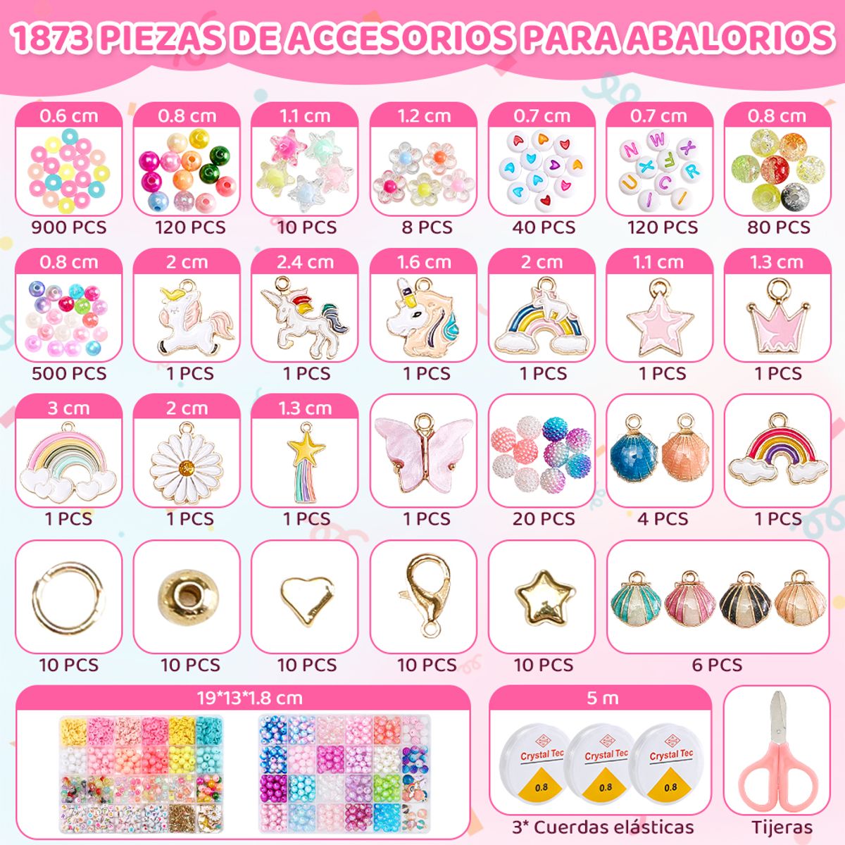 LUKOVEE - Set Bricolaje De Cuentas Kit Para Hacer Pulseras 1870+pzs