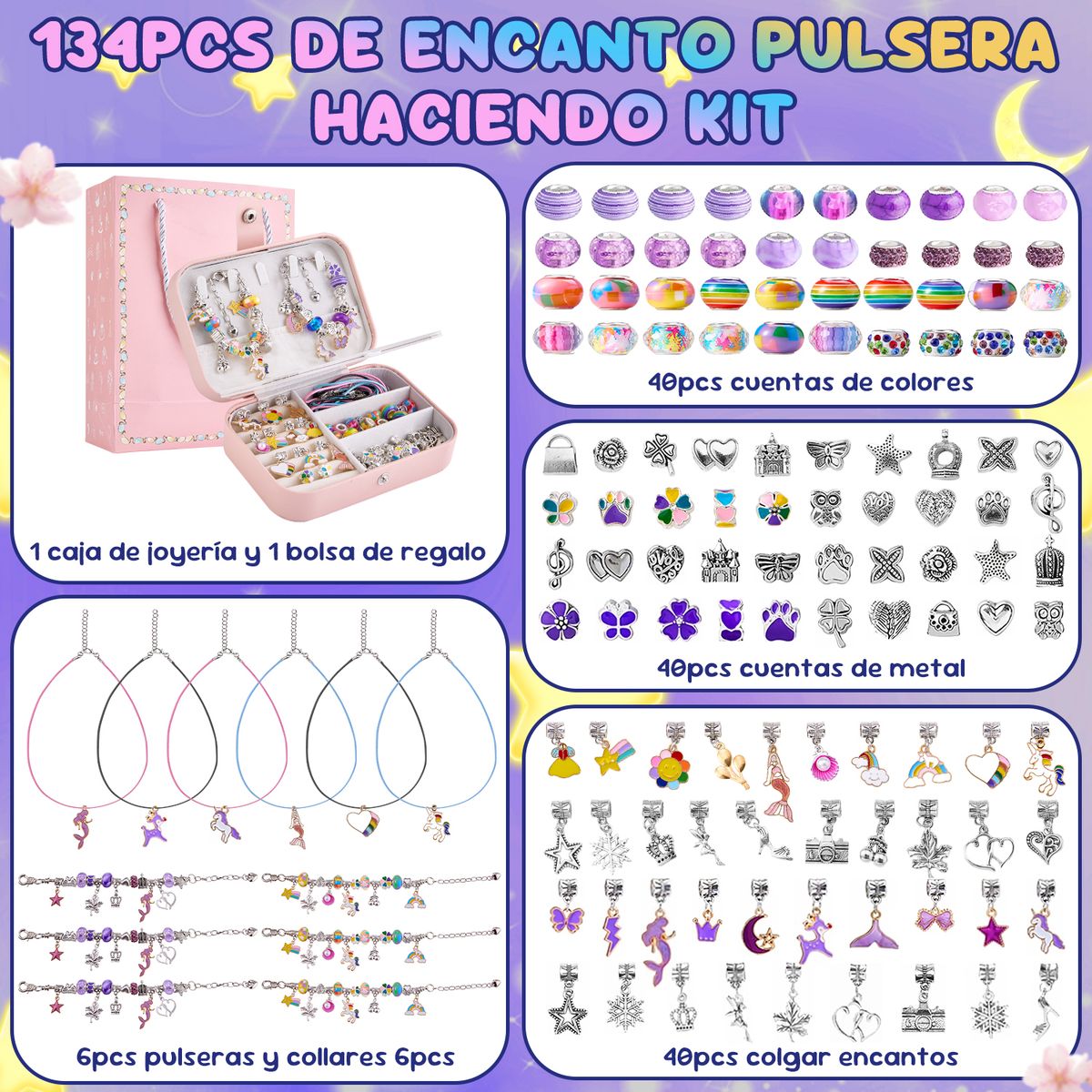 LUKOVEE - Kit Para Hacer Pulseras Cuentas Bricolaje Niñas Regalo