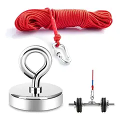 KUANGYE - Imán Con Gancho 60 Mm 120 Kg Con Cuerda De 10m Salvamento
