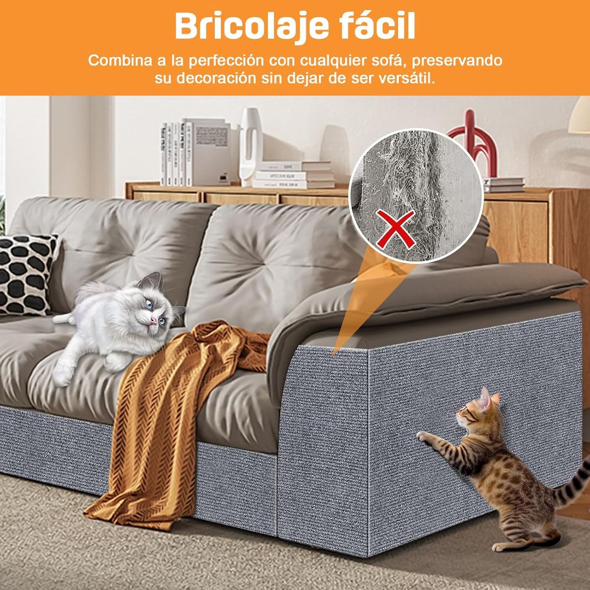 KUANGYE - Autoadhesivo Rascador De Gatos Esquina Y Pared 40×200cm