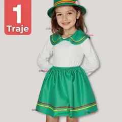 UTILISIMO - Traje Nortino Verde 4 Piezas Niña Fiestas Patrias Baile Nortino