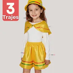 UTILISIMO - Pack 3 Traje Nortino Amarillo 4 Piezas Niña Fiestas Patrias