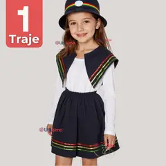 UTILISIMO - Traje Nortino Negro 4 Piezas Niña Fiestas Patrias Baile Nortino