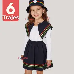 UTILISIMO - Pack 6 Traje Nortino Negro 4 Piezas Niña Fiestas Patrias