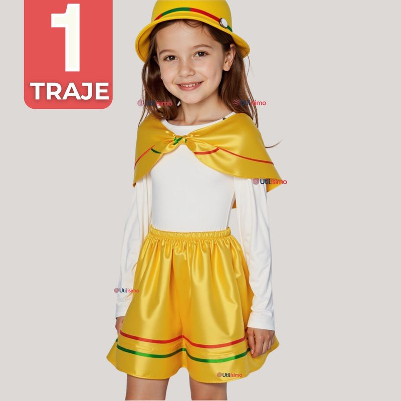 UTILISIMO - Traje Nortino Amarillo 3 Piezas Niña Fiestas Patrias