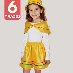 UTILISIMO - Pack 6 Traje Nortino Amarillo 3 Piezas Niña Fiestas Patrias