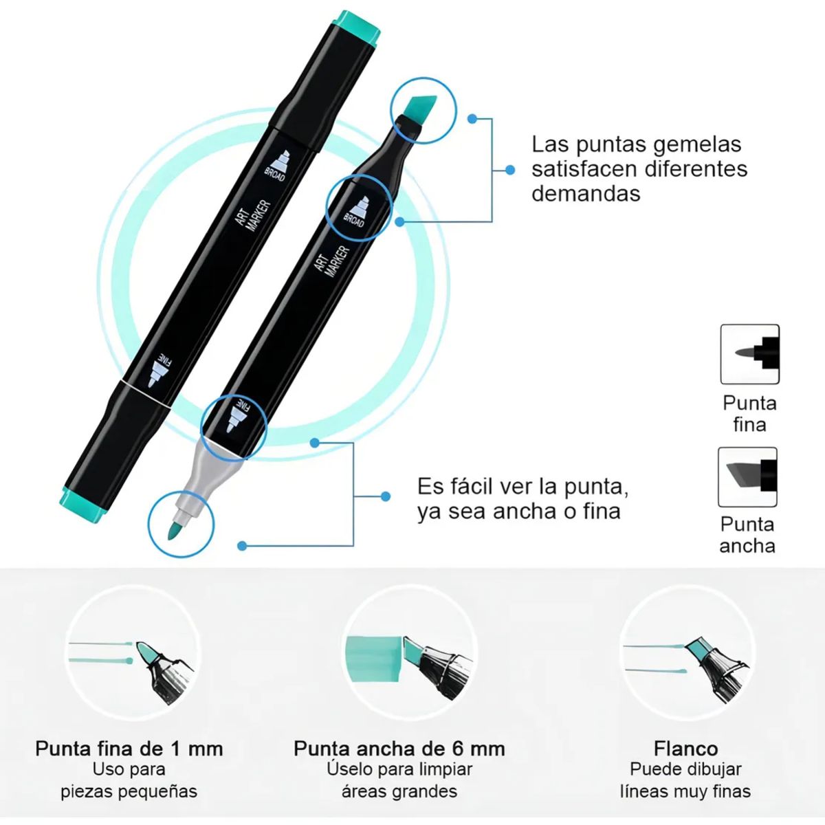 GENERICO - Set De 80 Marcadores Doble Punta Touch