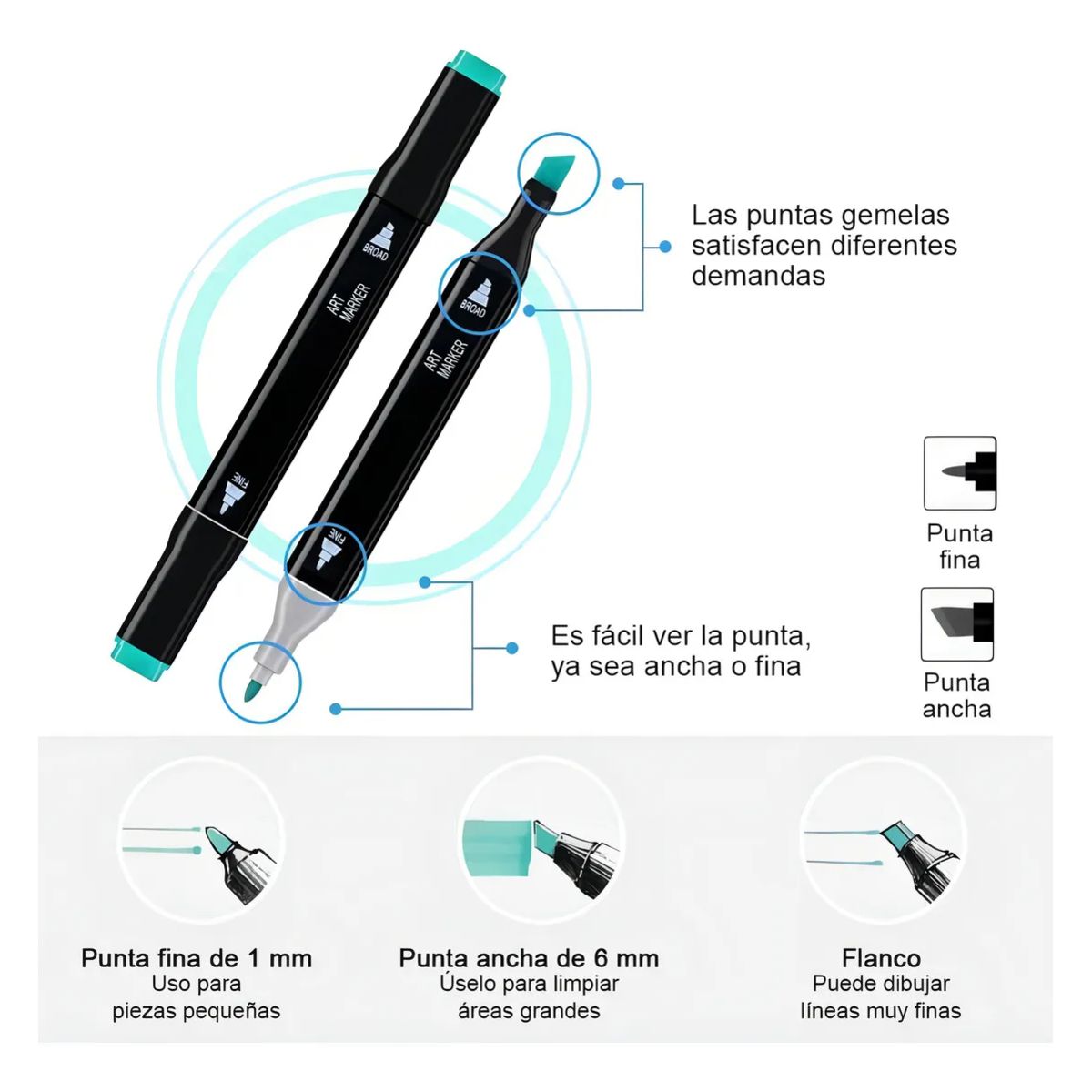 GENERICO - Set De 80 Marcadores Doble Punta Touch