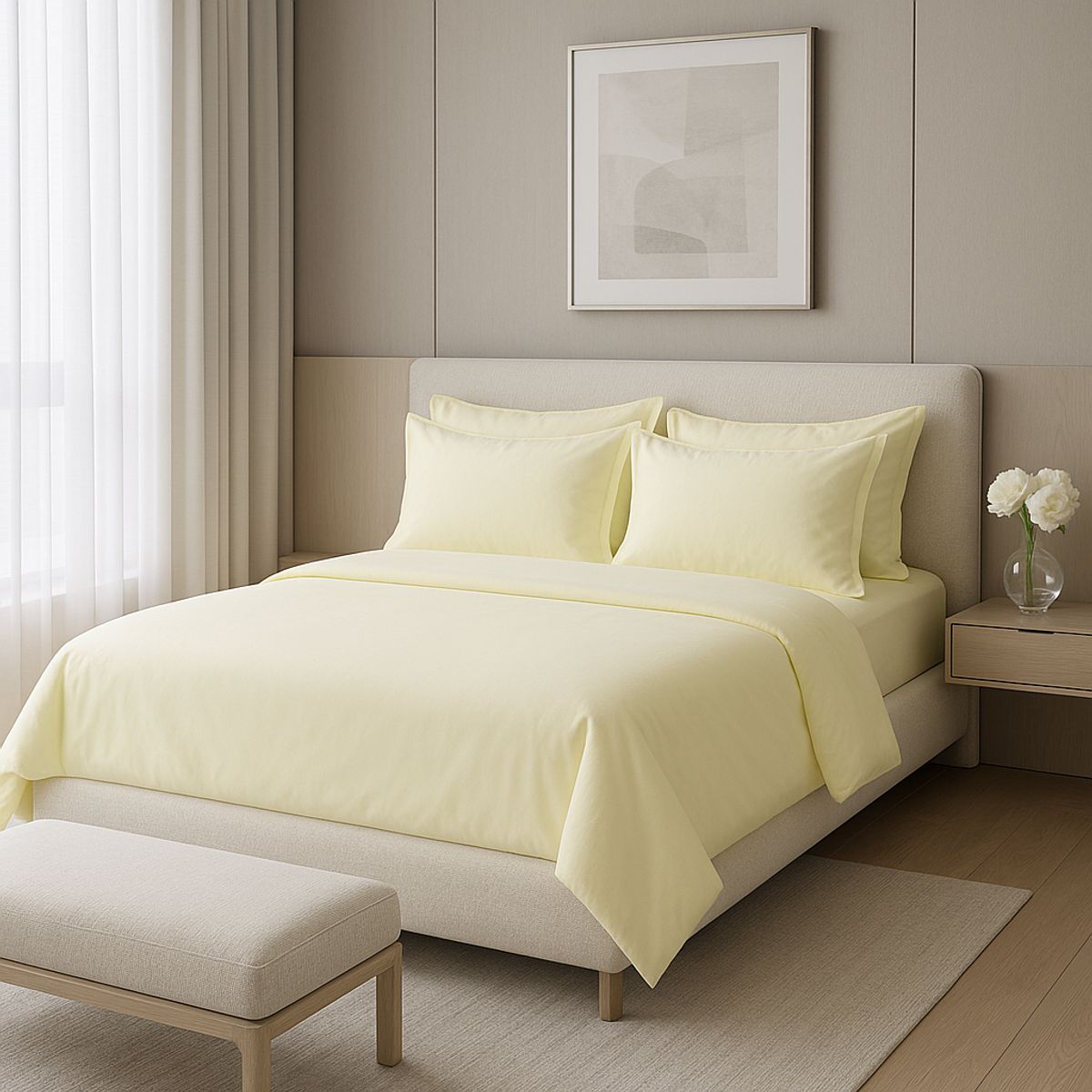 ARMONIA - Juego de Sábanas Signature 800 Hilos Amarillo Pastel Queen