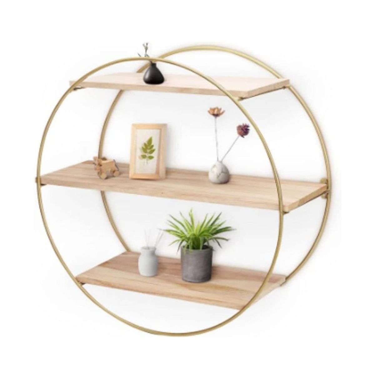 GENERICO - Estante Flotante De Pared Redondo Con 3 Repisas