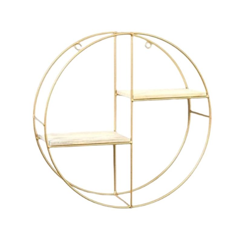 GENERICO - Estante Flotante Circular 2 Niveles Metal Madera Decorativo