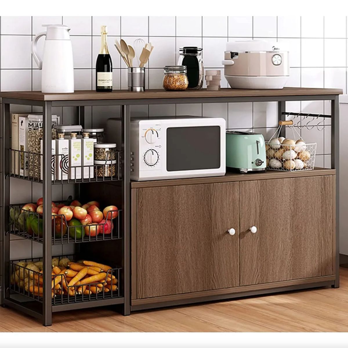 YOMYM - Mueble Organizador Cocina Microondas Despensa Minimalista 100cm Marrón