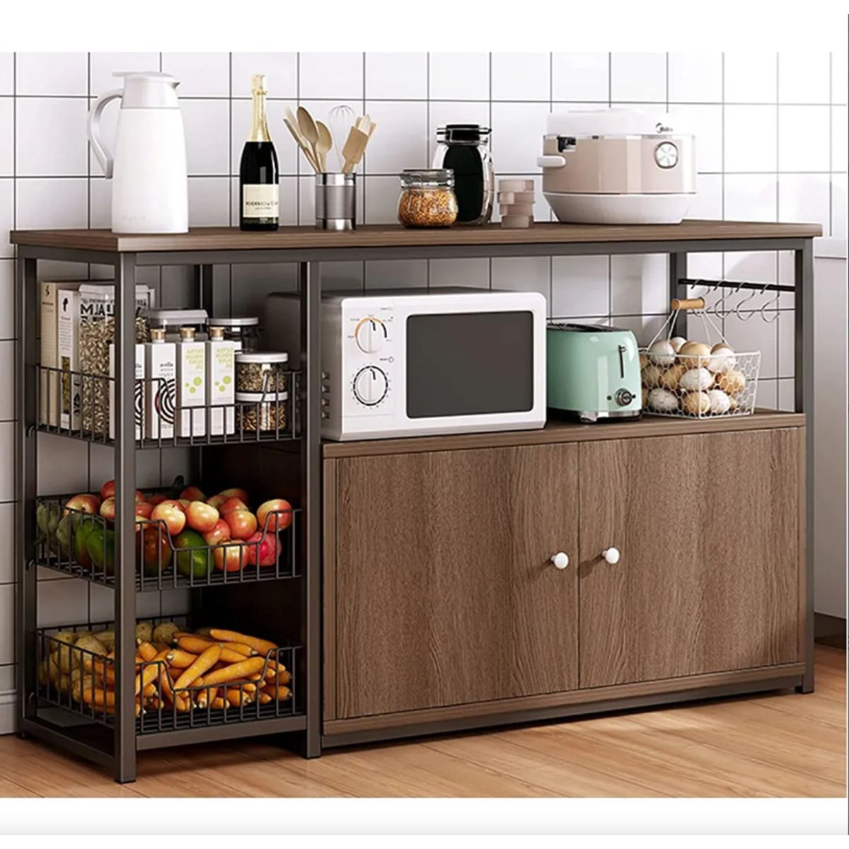 YOMYM - Mueble Organizador Cocina Microondas Despensa Minimalista 100cm Marrón
