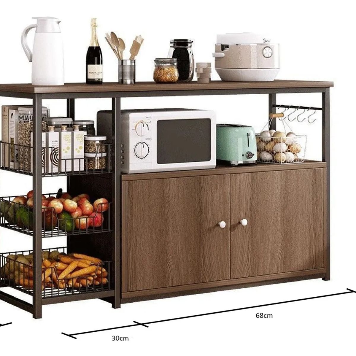 YOMYM - Mueble Organizador Cocina Microondas Despensa Minimalista 100cm Marrón