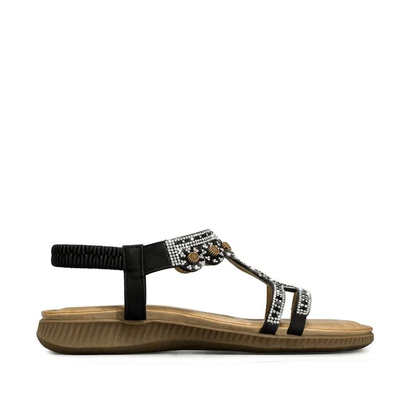 WEIDE - Sandalia Plana Comfort Pedrería Mujer  Weide Js77