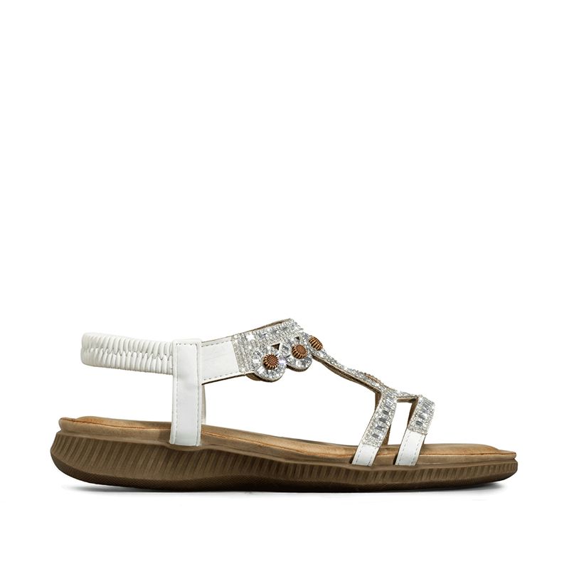 WEIDE - Sandalia Plana Comfort Pedrería Mujer  Weide Js77