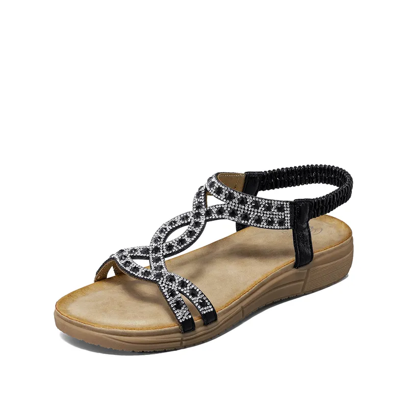 WEIDE - Sandalia Plana casuales Pedrería  Mujer Weide Js76