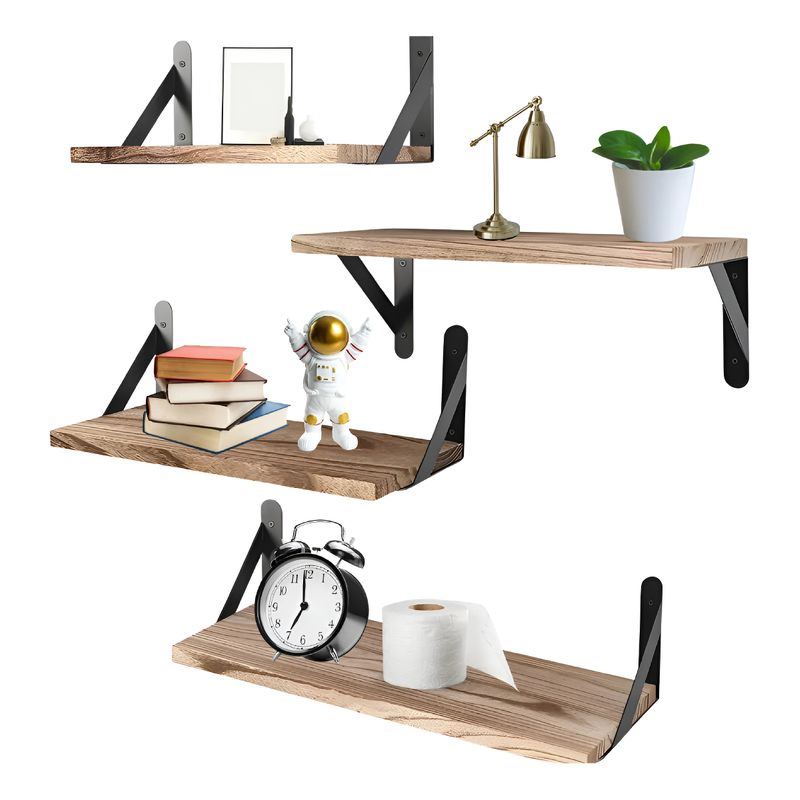EVERSO - Repisas Flotantes De Pared Kit X4 Estantes Para Baño Carbonizado Claro