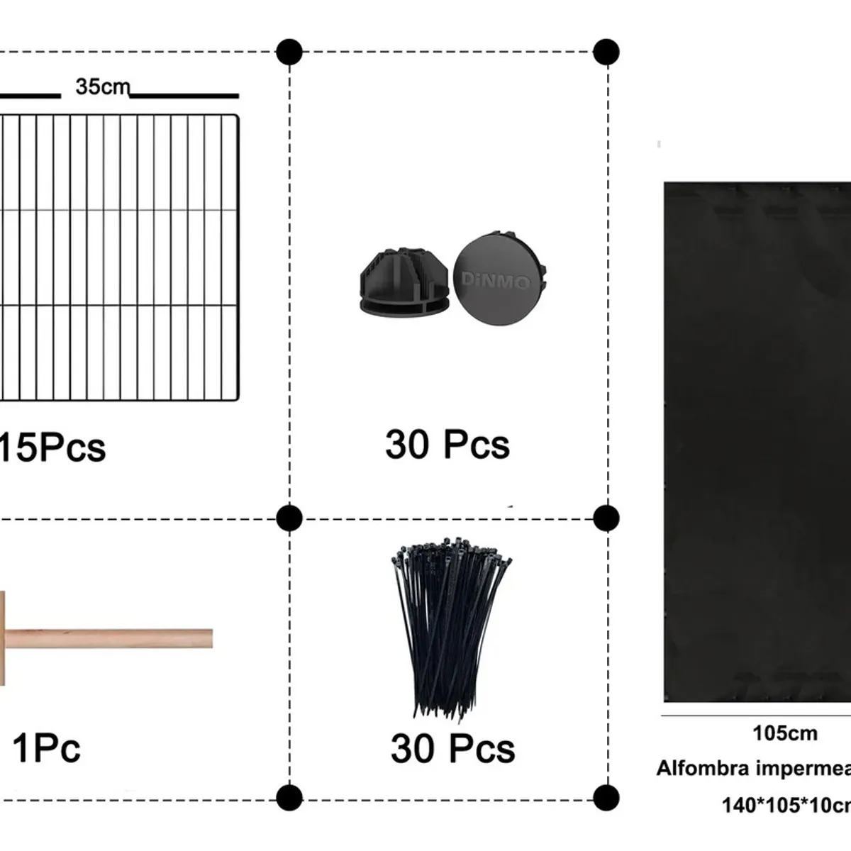 EVERSO - Jaula Corral Cerco Pequeñas Mascotas 16 Paneles Armable