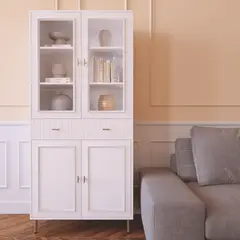 HOMIMAD - MUEBLE DESPENSA ESTANTE COCINA O LIVING COMEDOR BLANCO APARADOR