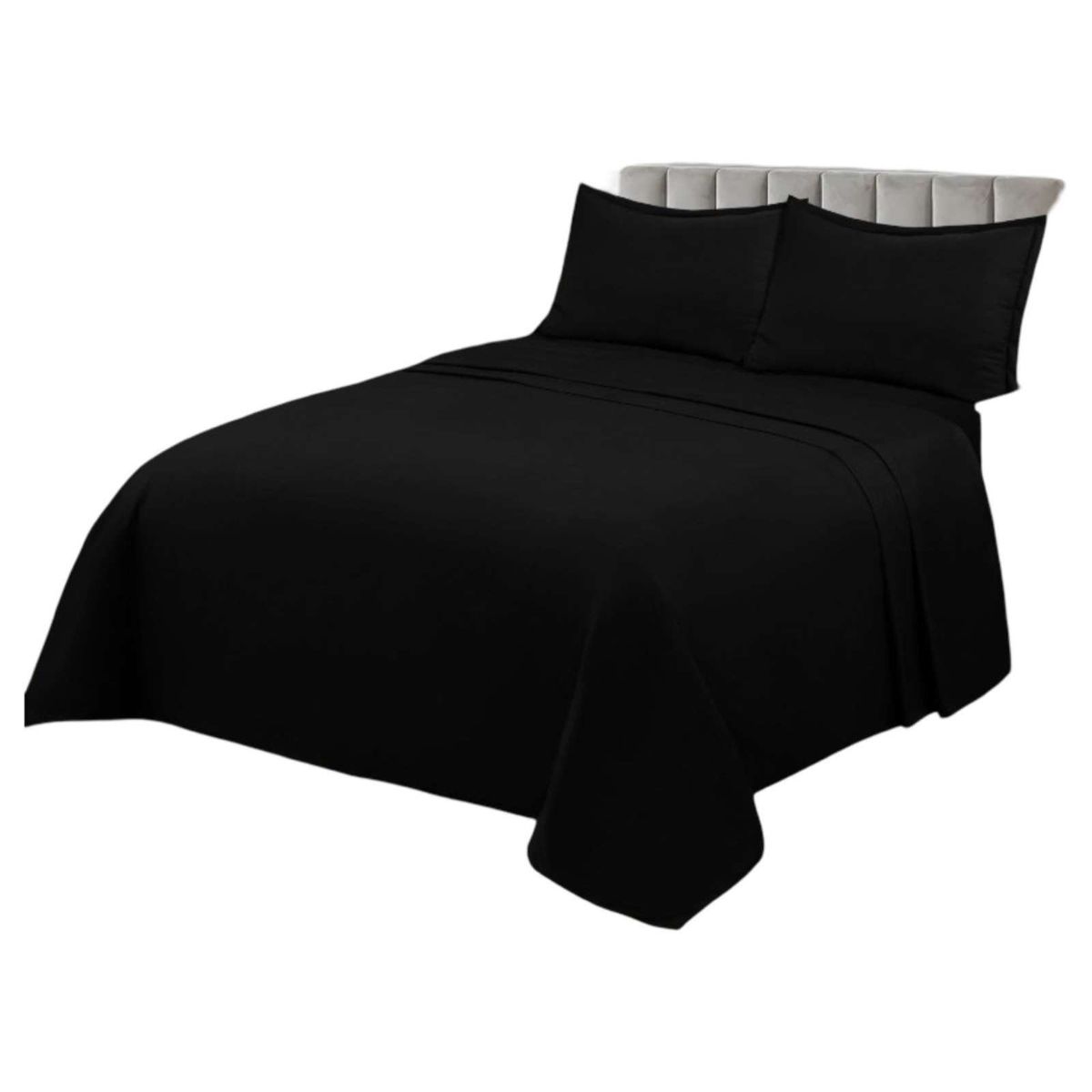 GENERICO - JUEGO DE SÁBANAS DE GENERO PLAZA Y MEDIA NEGRO